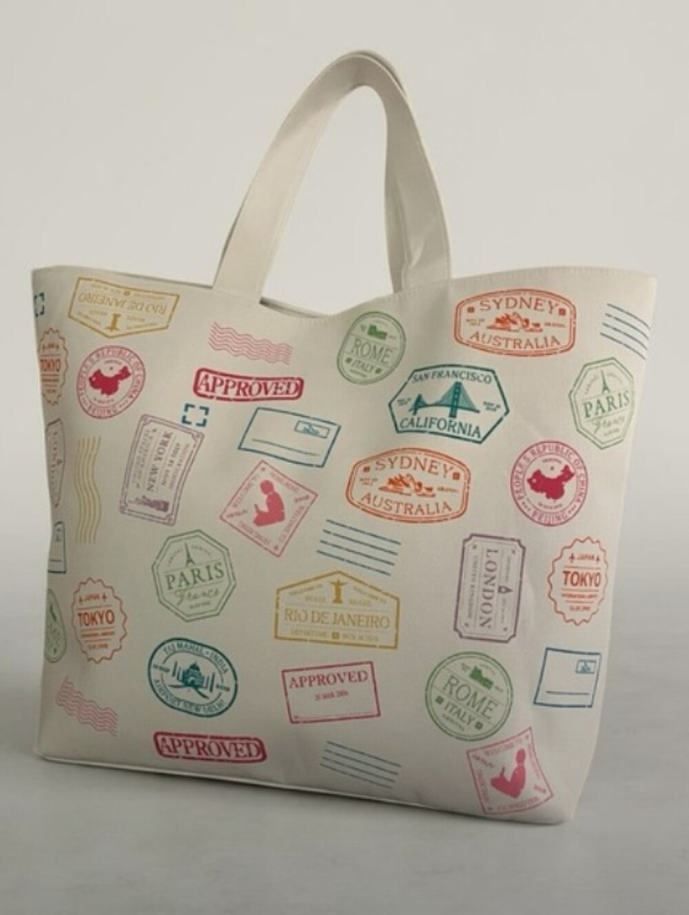 Travel Passport Stamp Print Canvas Tote Bag & Camera Bag Charm 📸 - Picture 4 of 5